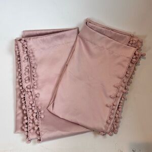 Dusty Pink Pom-Pom Trim Curtains - Stylish Window Drapes